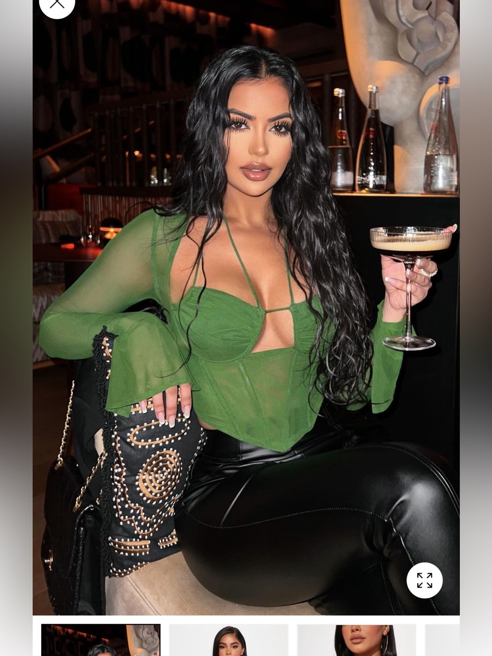 Fashion Nova Melanie Mesh Corset Top - Olive XS New